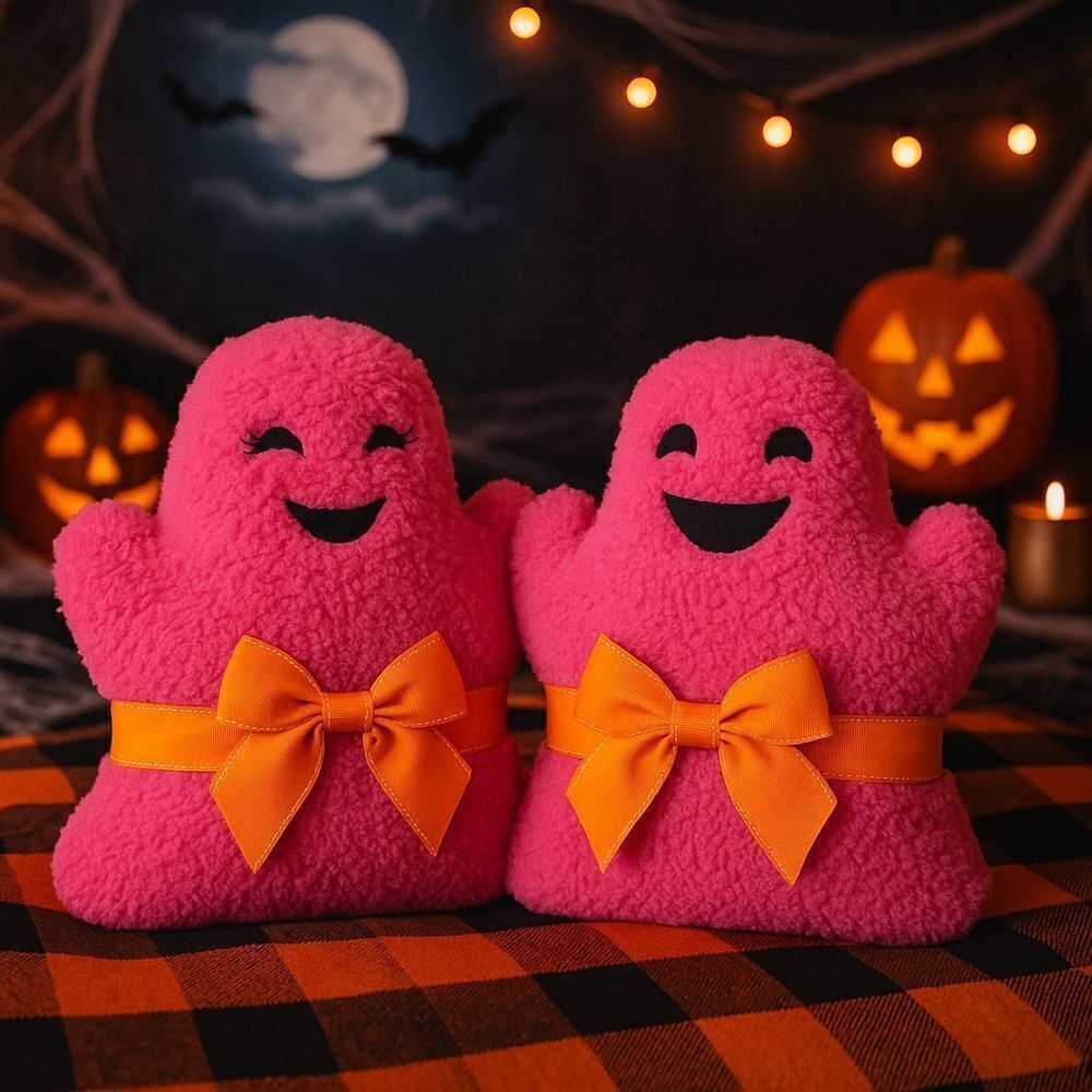 🎃 NOVOGRATZ Halloween Pink Ghost Pillow Set  Girl & Boy Plush–Limited Edition 🎃